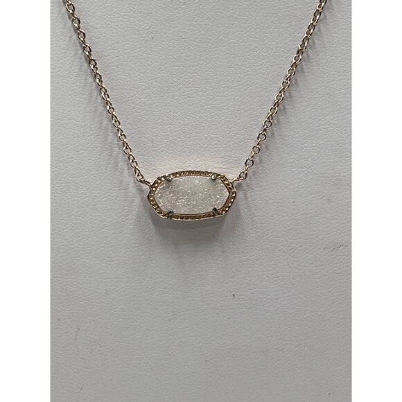 Kendra Scott Gold Plated Elisa White Iridescent Drusy Pendant Necklace - Picture 3 of 12